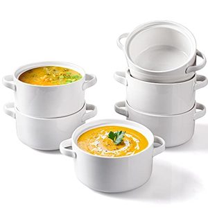 Delling 6-Pack 24 Oz Ceramic Soup Bowls With Handles For French Onion Soup