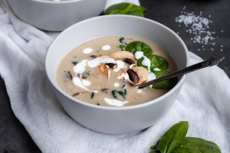 Cream of Mushroom Soup with Spinach - Soup Recipe