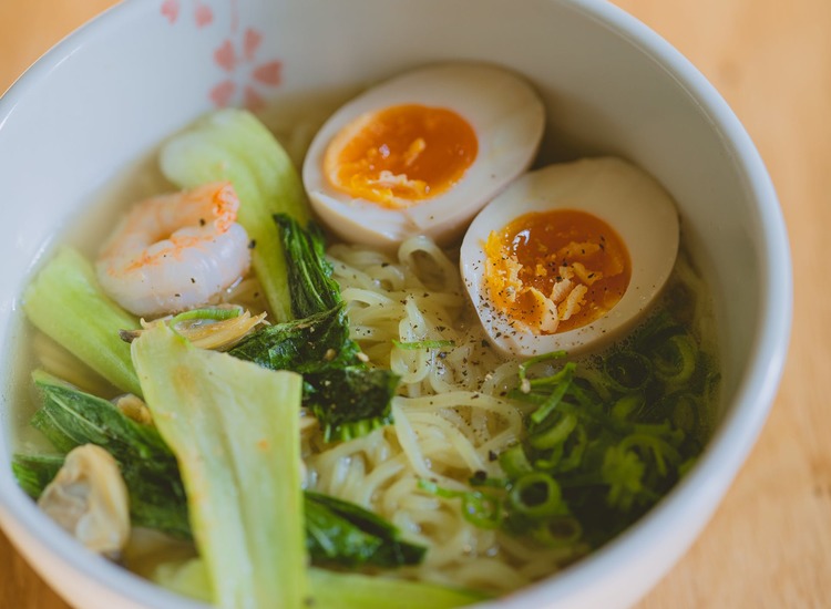 Shrimp Ramen Soup with a Soft Boiled Egg Recipe