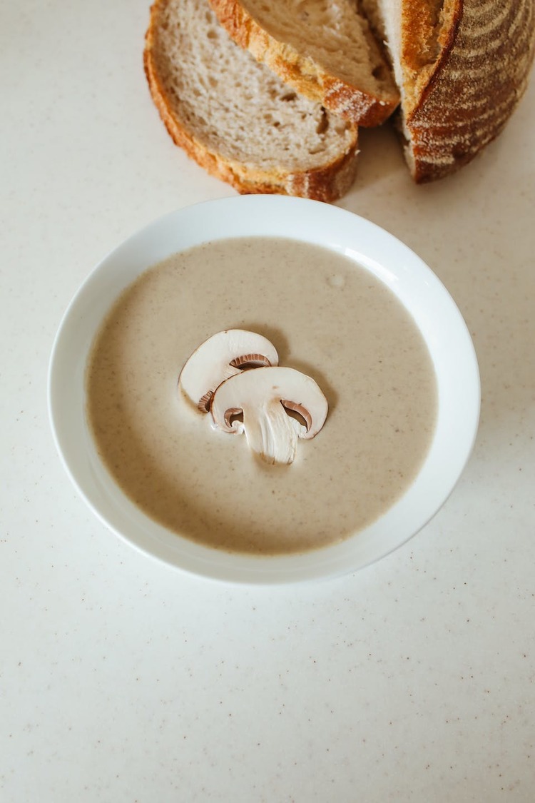 Creamy Mushroom Soup with Sourdough Bread - Soup Recipe