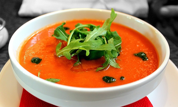Soup Recipe - Gazpacho Soup with Arugula and Tomato