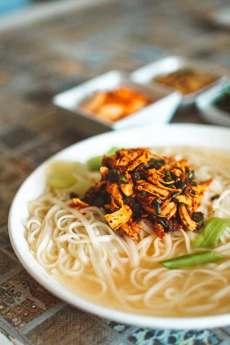 Soup Recipe - Noodle Soup with Shredded Chicken and Scallions