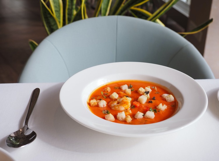 Shrimp and Tomato Soup with Croutons Recipe